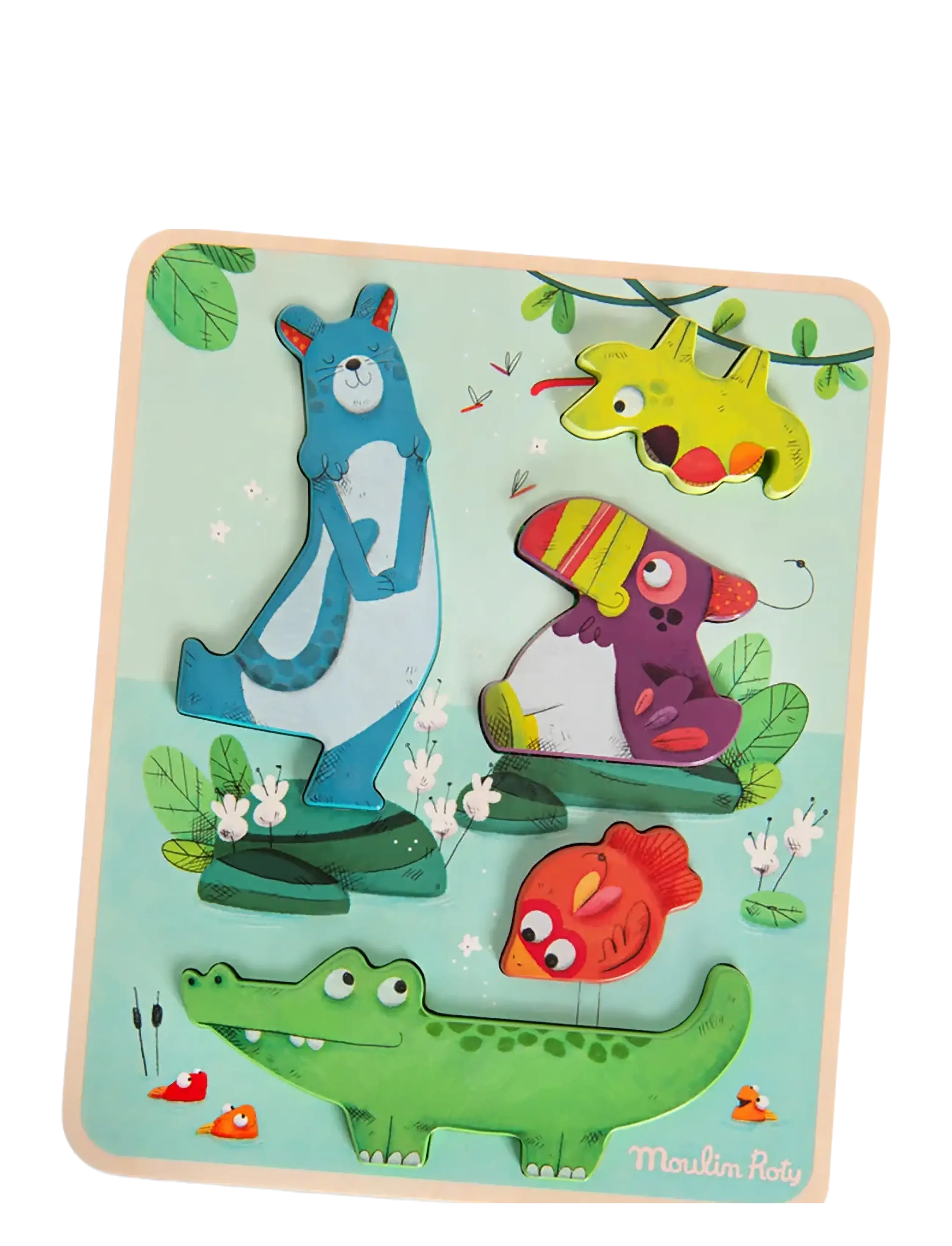 Moulin Roty Sensory Puzzle 5 pcs -  Dans la Jungle - Julegave - GREEN / multi
