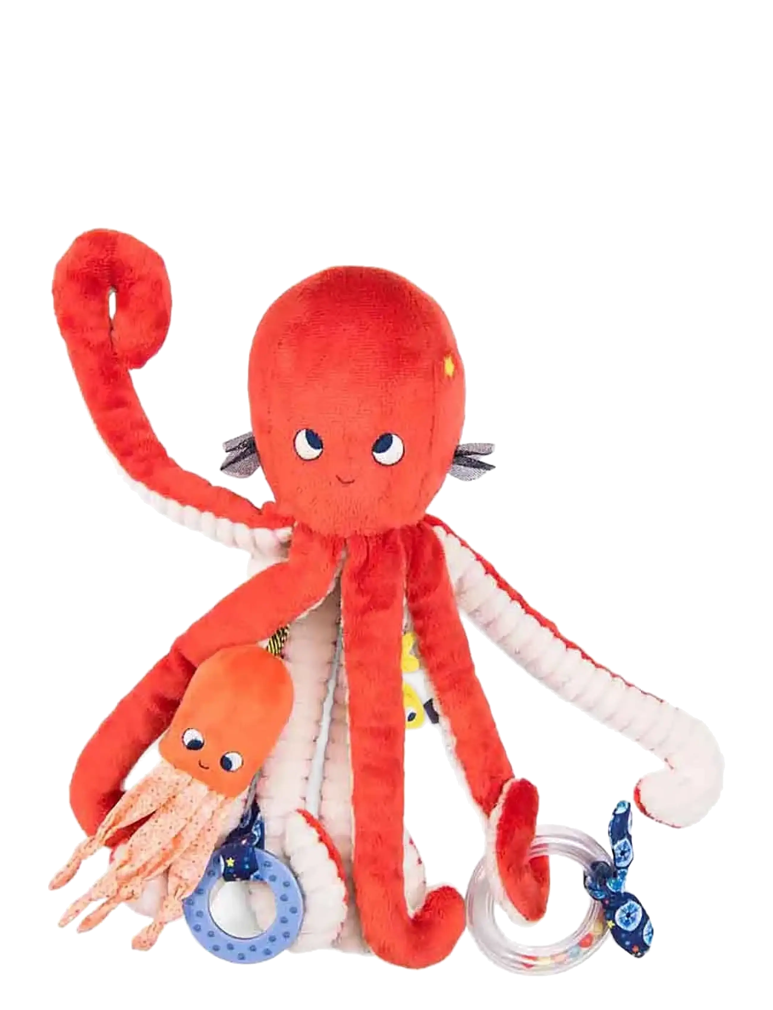 Moulin Roty Activity Octopus 35 cm - Les Aventures De Paulie, One Size, Red, Soft Legetøj > Stuffed Animals, Børn
