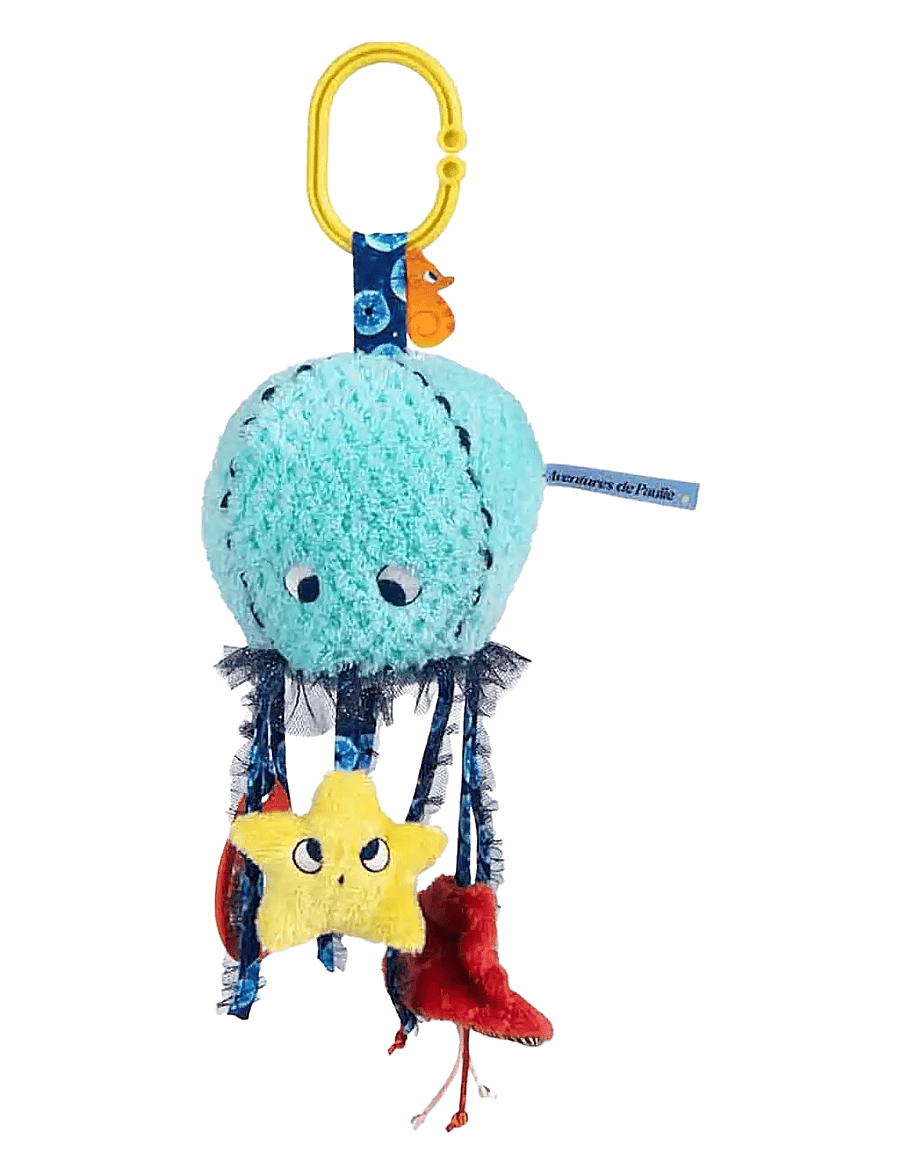 Moulin Roty - Hanging Activity Toy - Jellyfish 31 cm - Les Aventures de Paulie - skallror - turqouise - 0