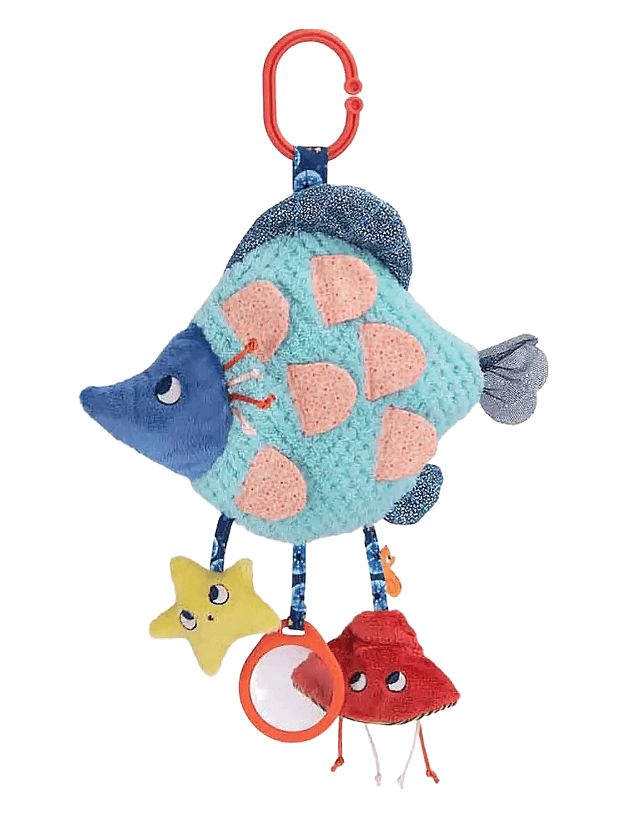 Moulin Roty - Hanging Activity Toy - Blue Fish 40 cm - Les Aventures de Paulie - skallror - blue - 0
