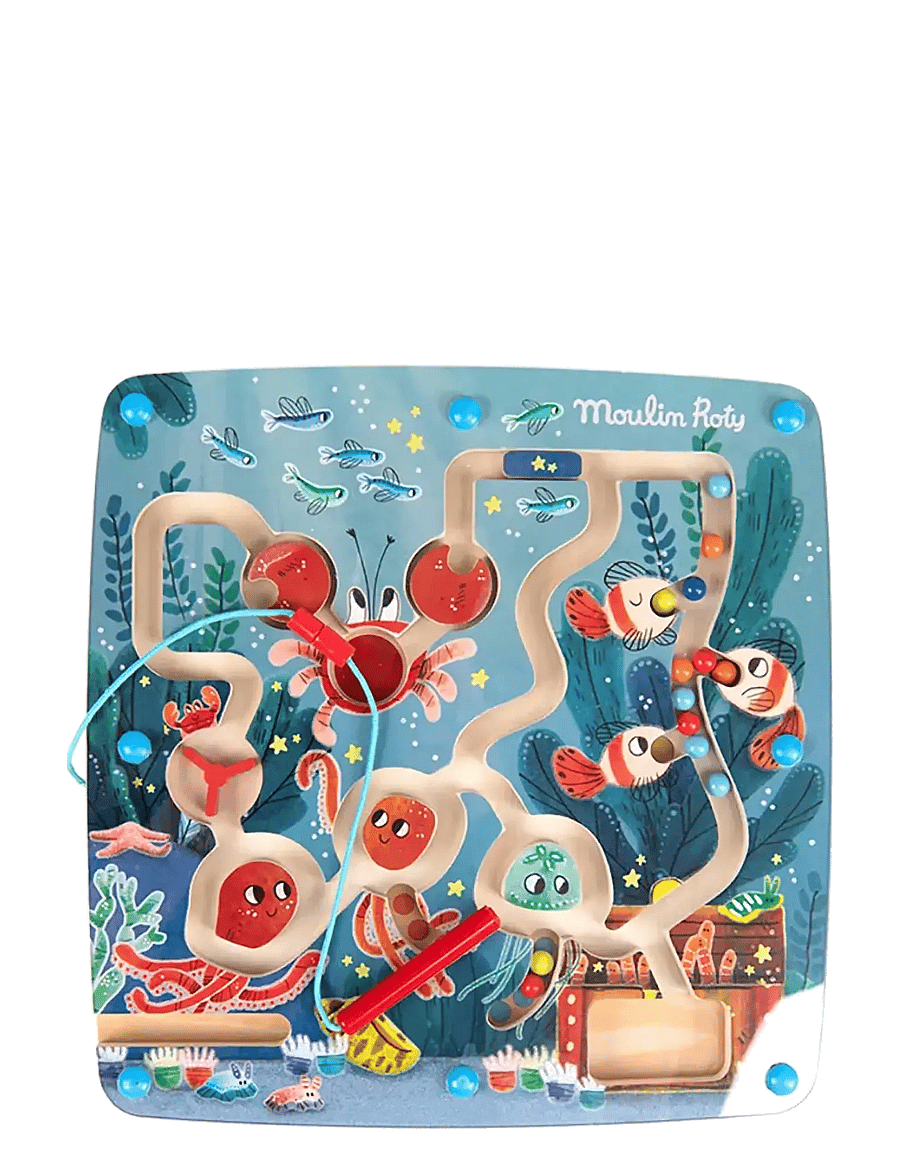 Moulin Roty - Activity Maze - Magnetic Sea - Les aventures de Paulie - træpuslespil - blue - 0