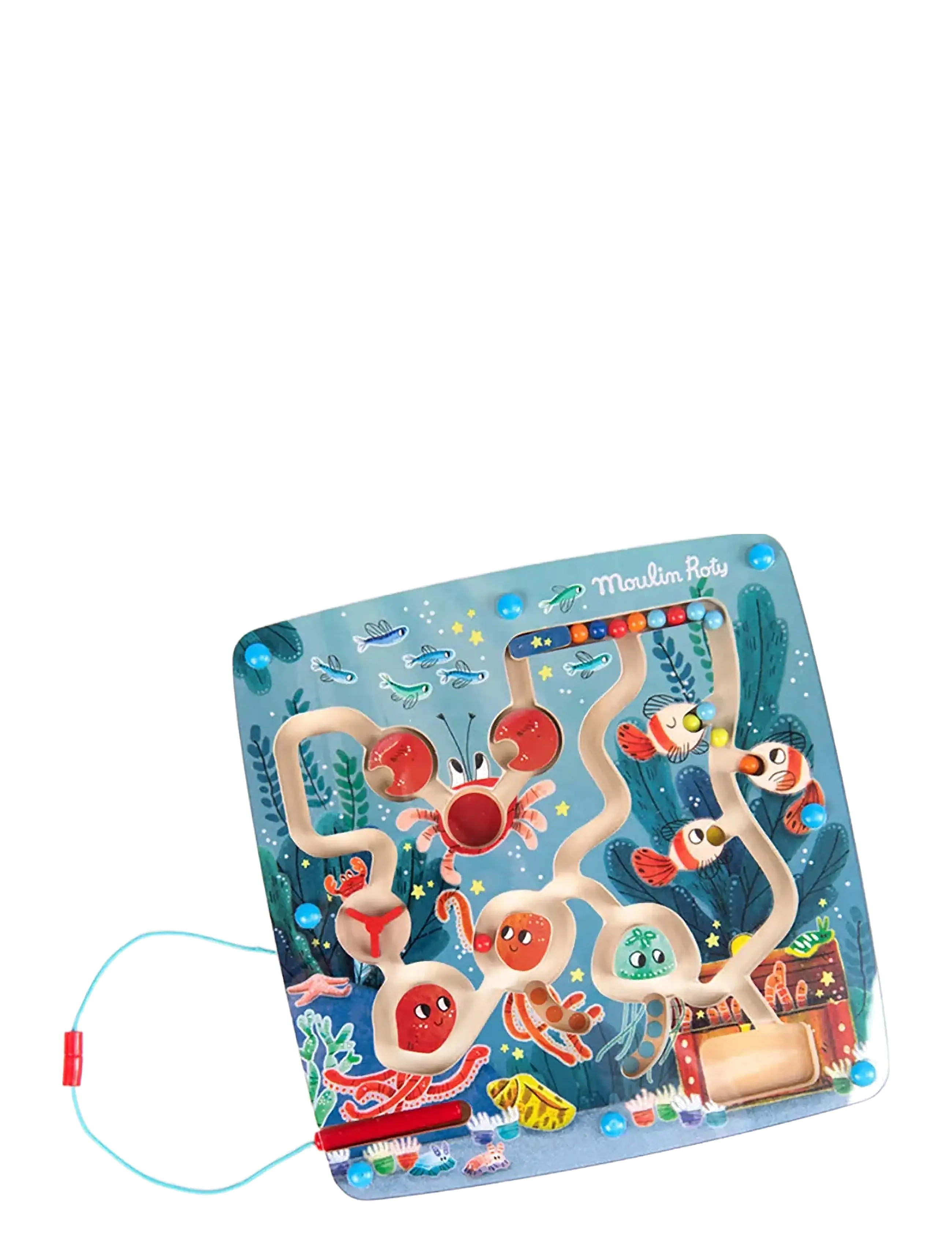 Moulin Roty - Activity Maze - Magnetic Sea - Les aventures de Paulie - træpuslespil - blue - 2