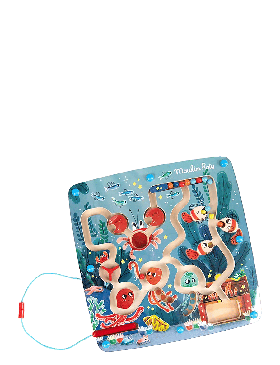 Moulin Roty - Activity Maze - Magnetic Sea - Les aventures de Paulie - træpuslespil - blue - 2