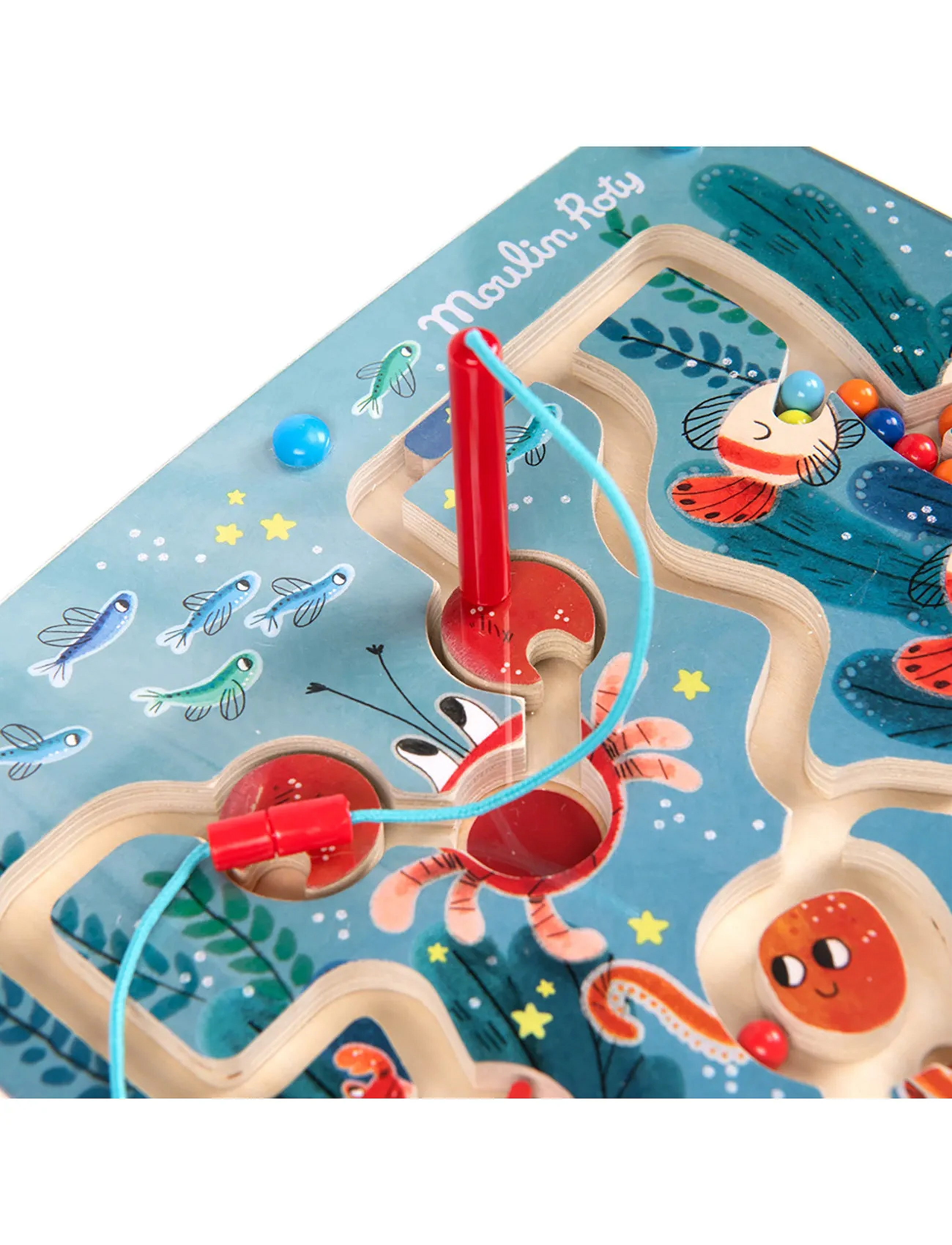Moulin Roty - Activity Maze - Magnetic Sea - Les aventures de Paulie - træpuslespil - blue - 3
