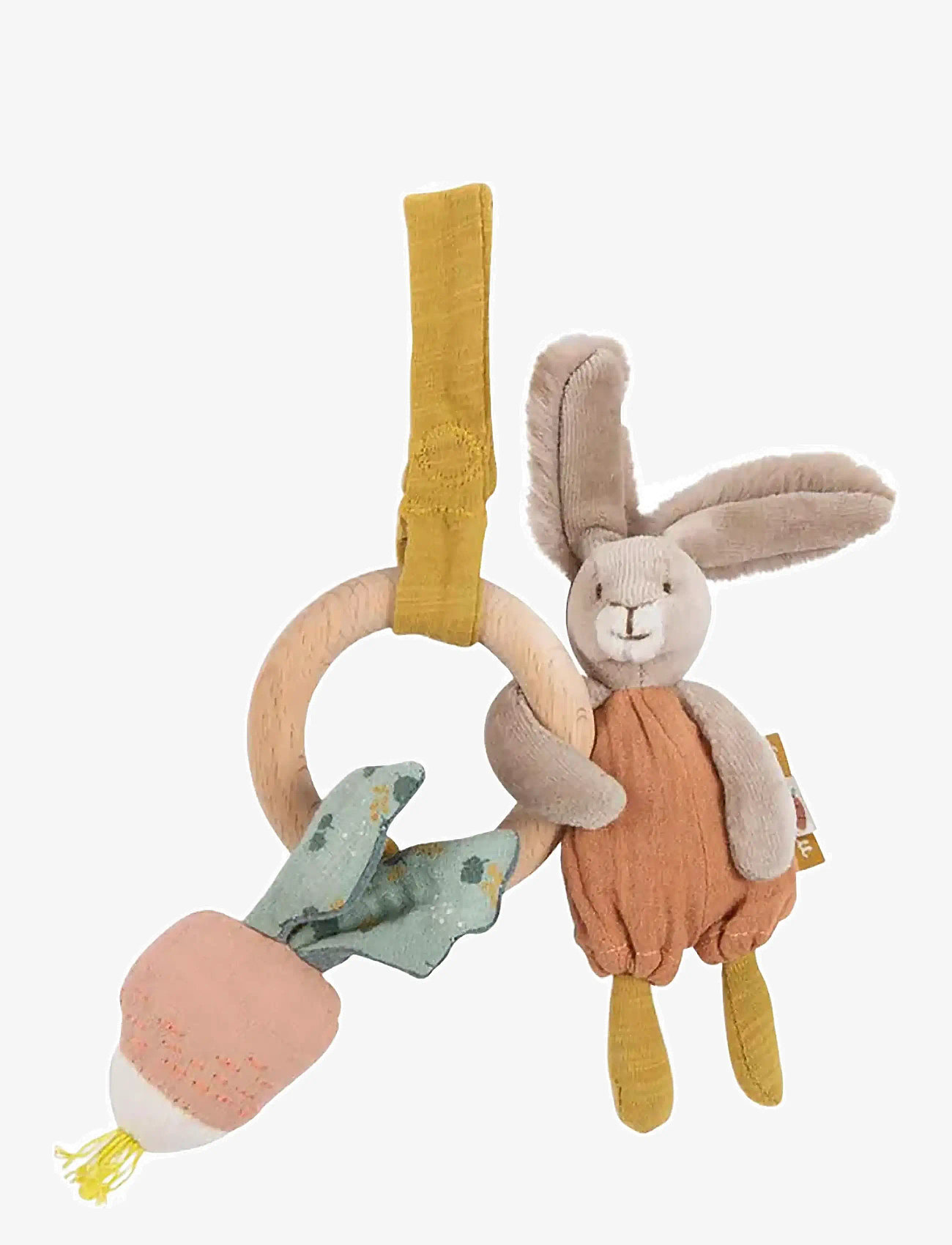 Moulin Roty - Rattle with Wood Ring - Rabbit - Trois Petits Lapins - rangler - teracotta - 0