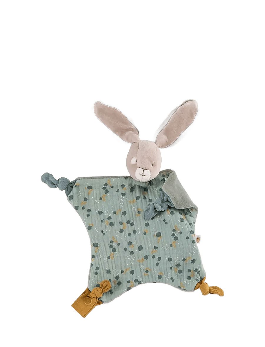 Moulin Roty - Comforter with Rabbit - Sage - Trois Petits Lapins - snuttefiltar - salvie - 1