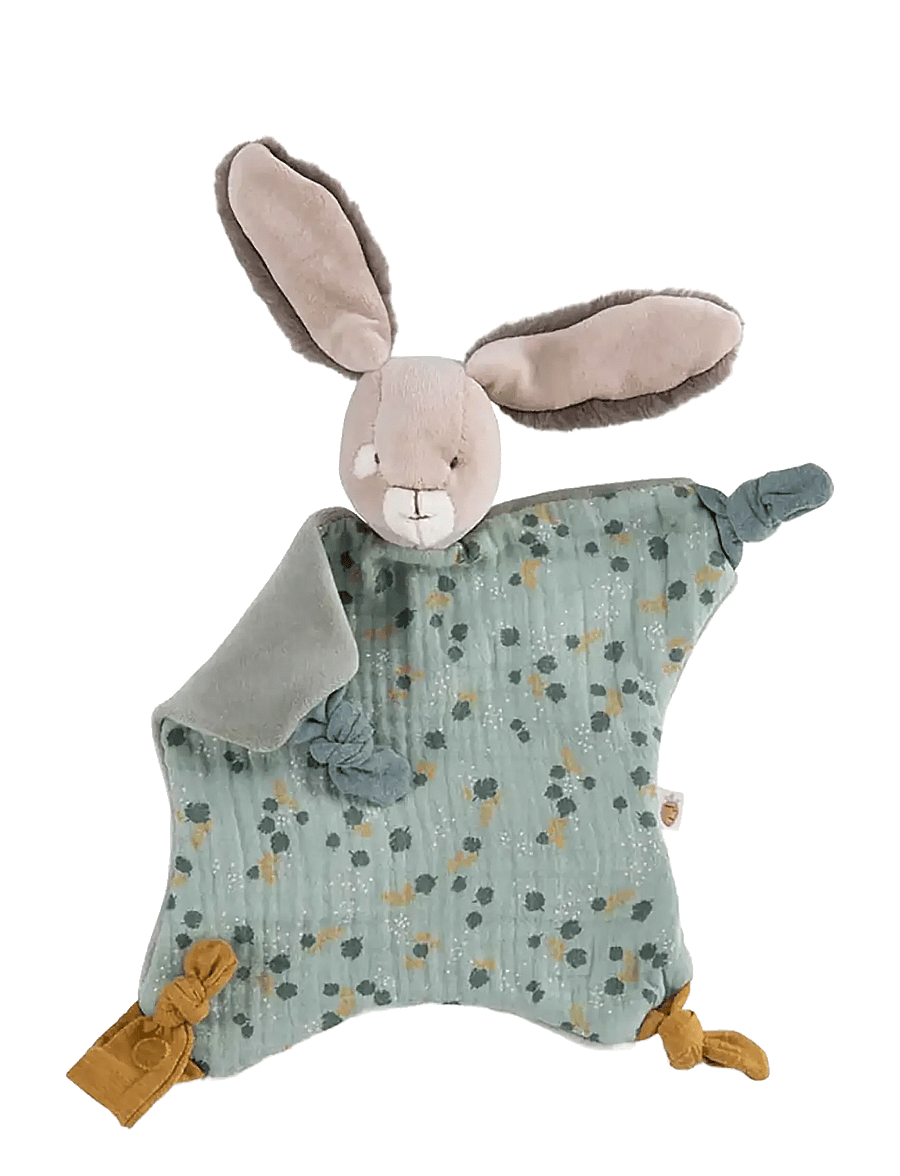 Moulin Roty - Comforter with Rabbit - Sage - Trois Petits Lapins - snuttefiltar - salvie - 2