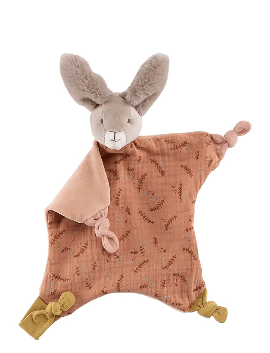 Moulin Roty - Comforter with Rabbit - Clay - Trois Petits Lapins - snuttefiltar - teracotta - 1