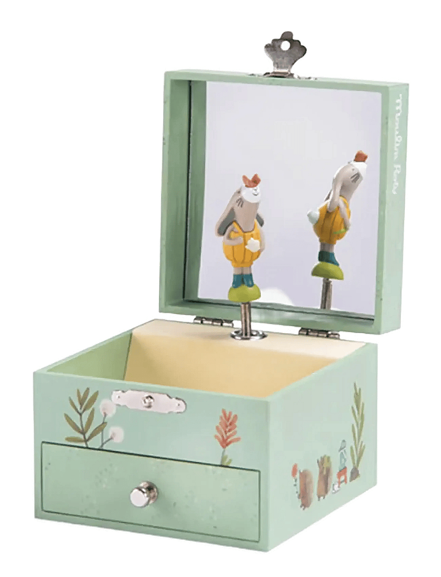 Moulin Roty - Musical Jewellery Box - Trois Petits Lapins - smyckeskrin - salvie - 0