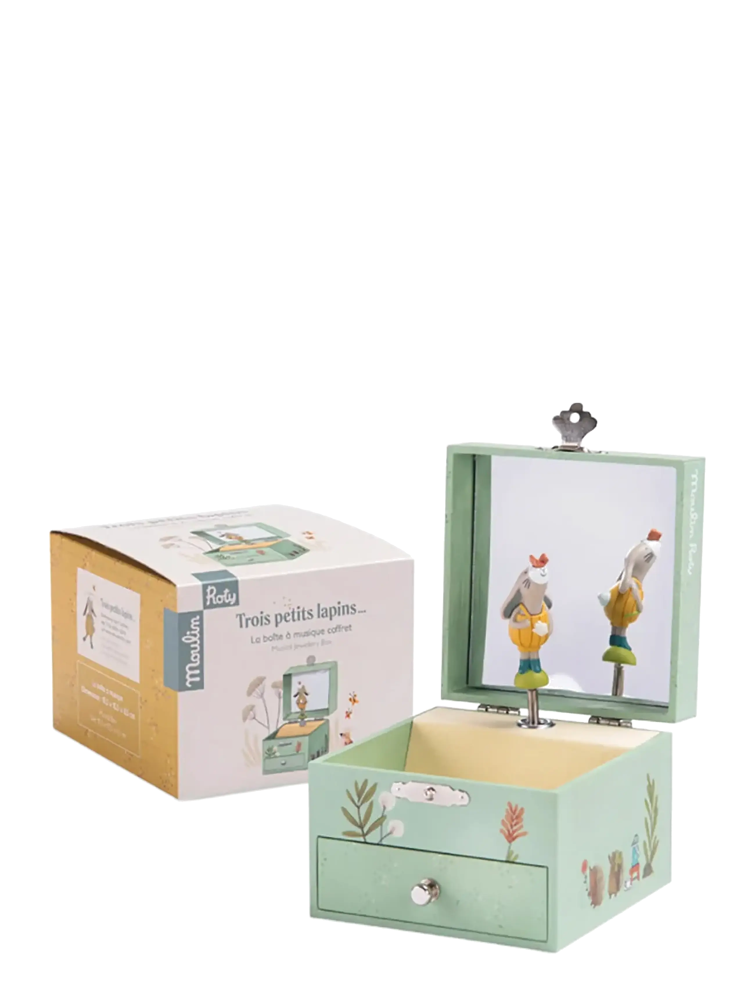 Moulin Roty - Musical Jewellery Box - Trois Petits Lapins - smykkeskrin - salvie - 2