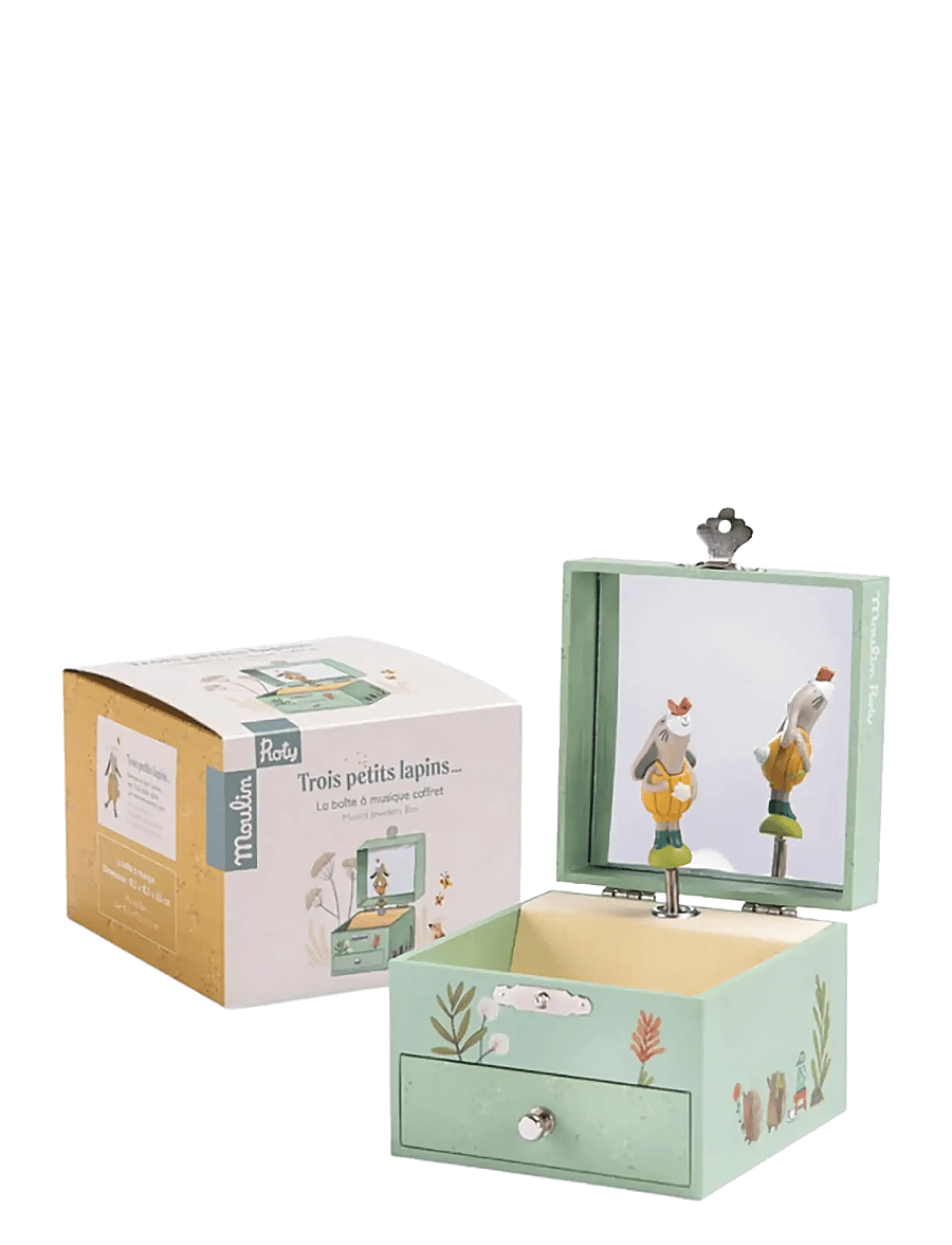 Moulin Roty - Musical Jewellery Box - Trois Petits Lapins - smyckeskrin - salvie - 2
