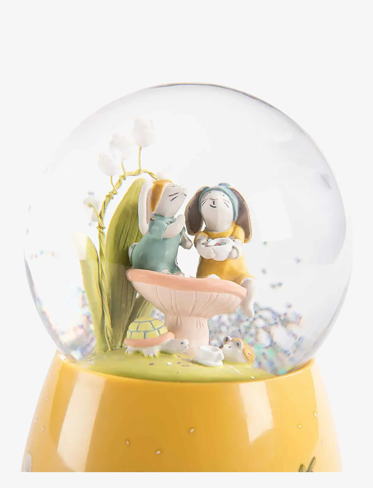Moulin Roty - Musical Snow Globe with Rabbits - Trois Petits Lapins - snow globes - ochre - 1