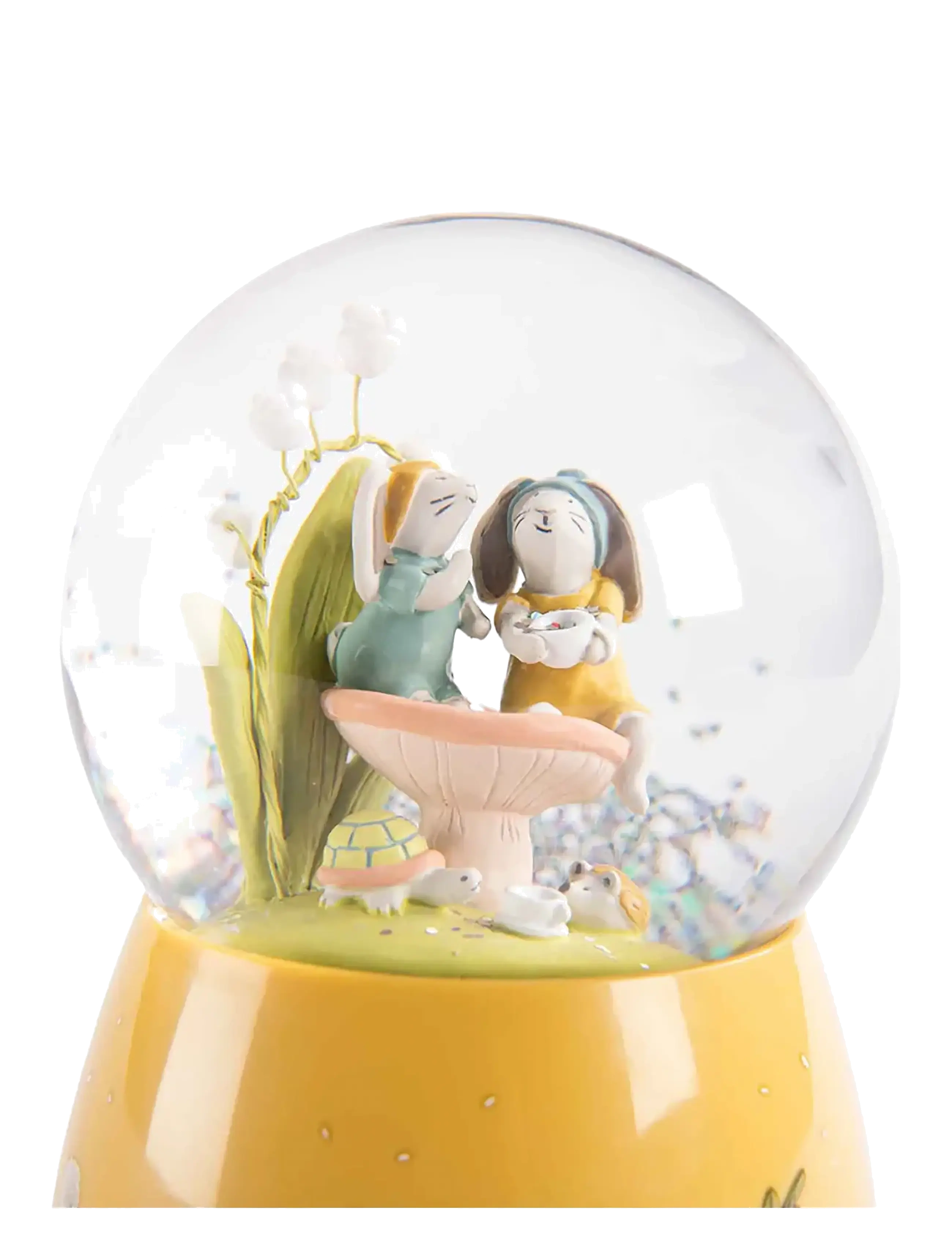Moulin Roty - Musical Snow Globe with Rabbits - Trois Petits Lapins - snekugler - ochre - 1
