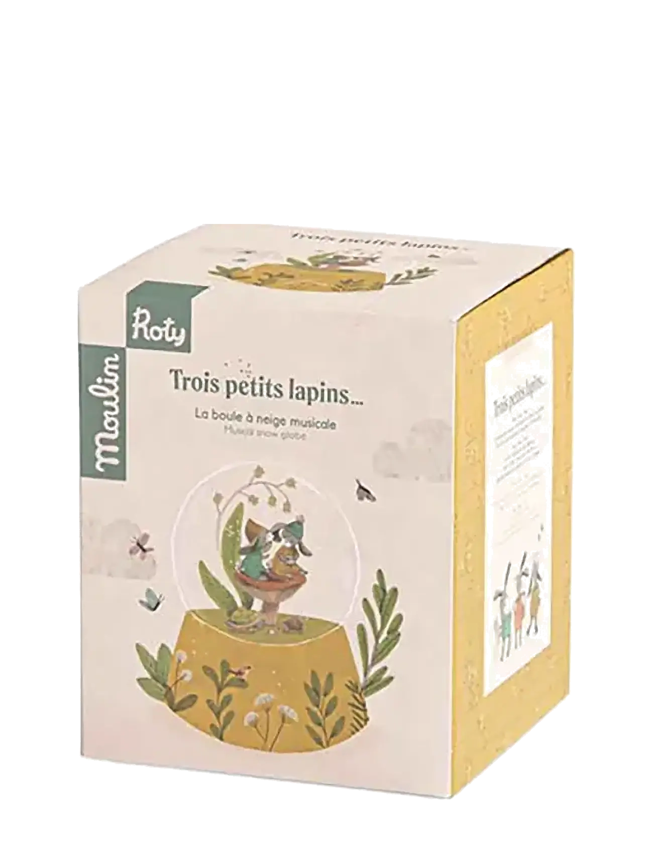 Moulin Roty - Musical Snow Globe with Rabbits - Trois Petits Lapins - snekugler - ochre - 3