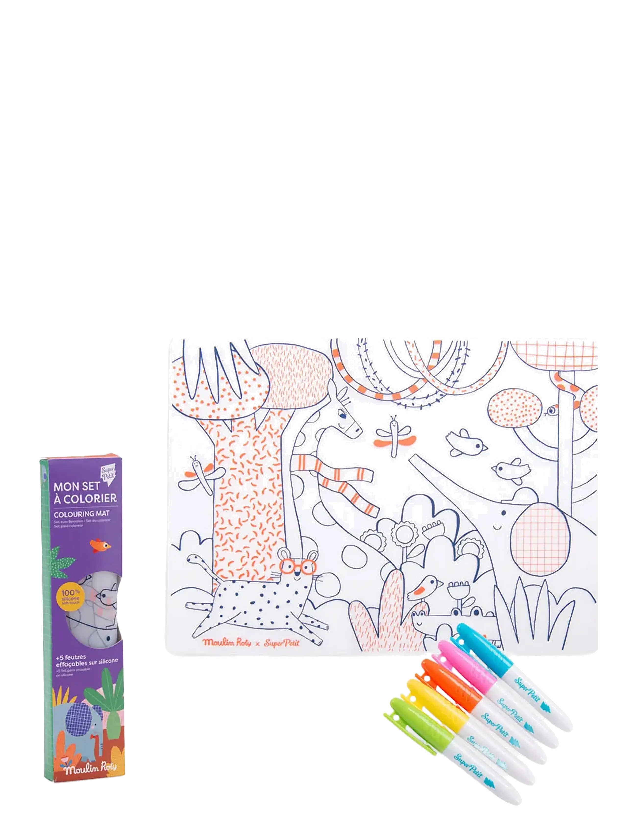 Moulin Roty Silicone Colouring Set Les Toupitis, Børn, Coloring & Craft Books, Multi/mønstret, Str: ONE SIZE
