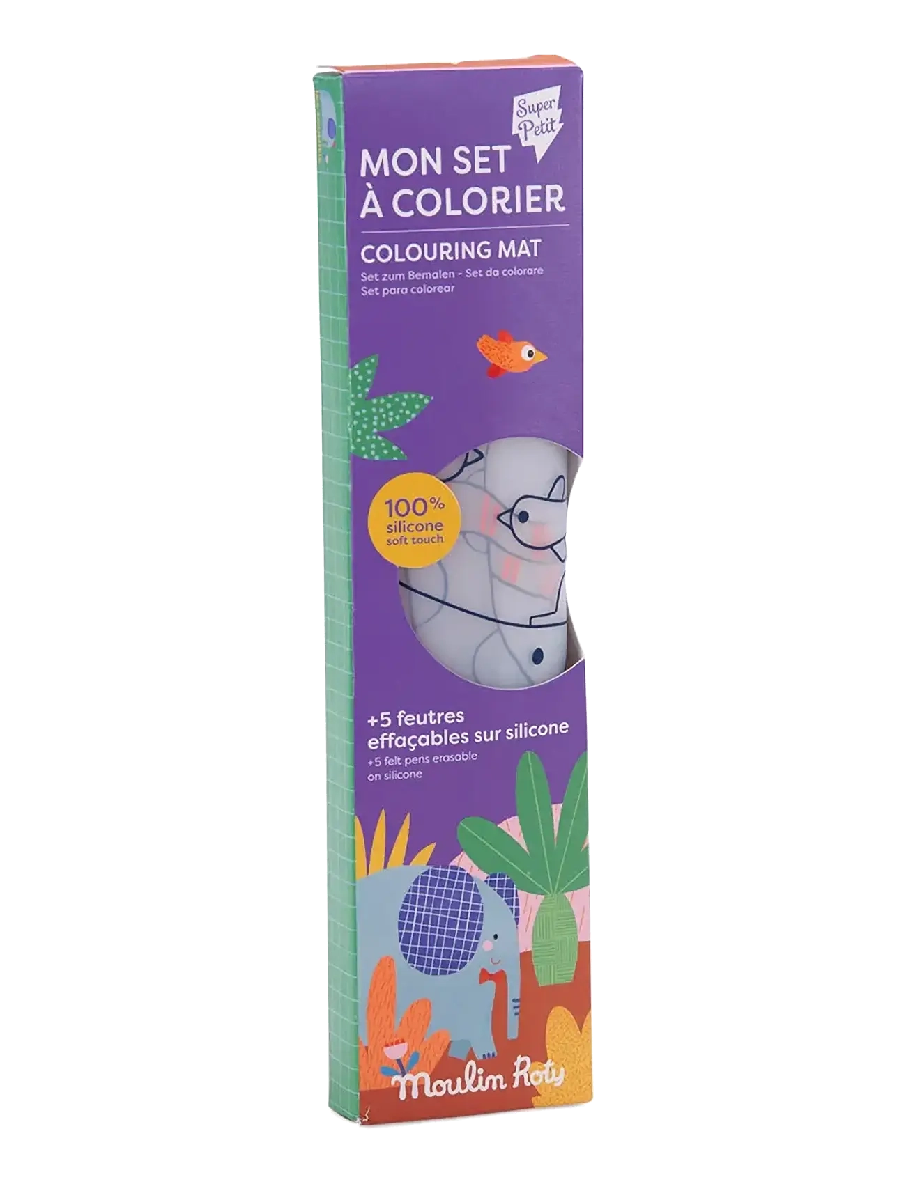 Moulin Roty - Silicone Colouring Set - Les Toupitis - målar- & pysselböcker - purple - 4