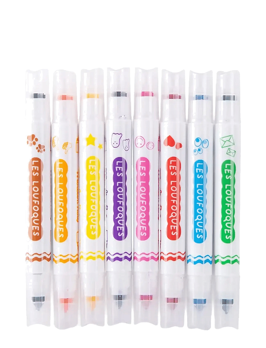 Moulin Roty - Felt Pens with Stamps 8 pcs - Les Loufoques - pennor - multi - 1