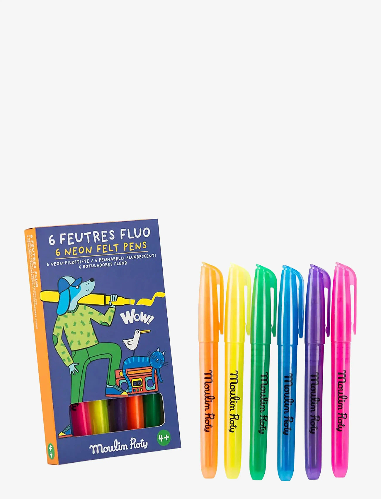 Moulin Roty - Felt Pens 6 pcs - Neon - Les Loufoques - pencils - multi - 0