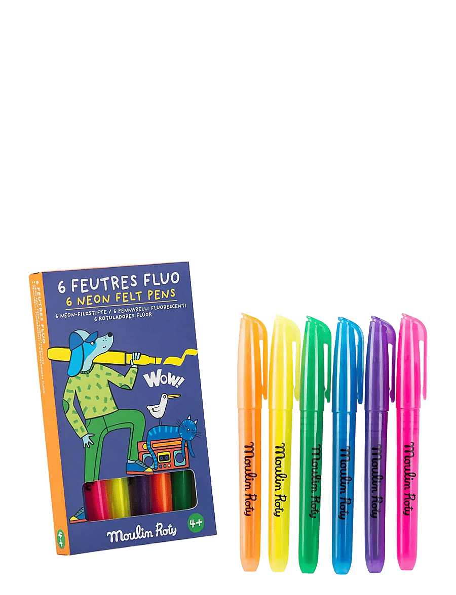 Moulin Roty - Felt Pens 6 pcs - Neon - Les Loufoques - blyanter - multi - 0