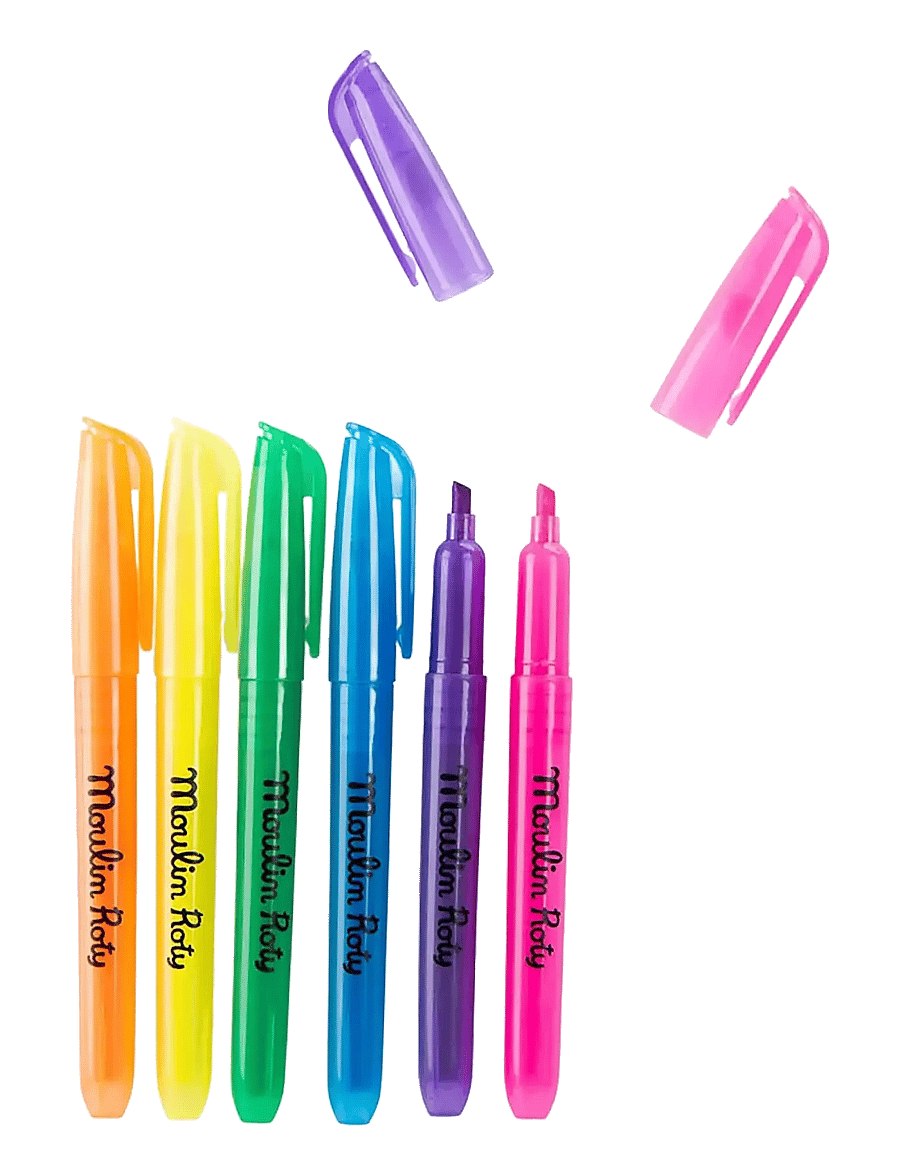 Moulin Roty - Felt Pens 6 pcs - Neon - Les Loufoques - blyanter - multi - 1