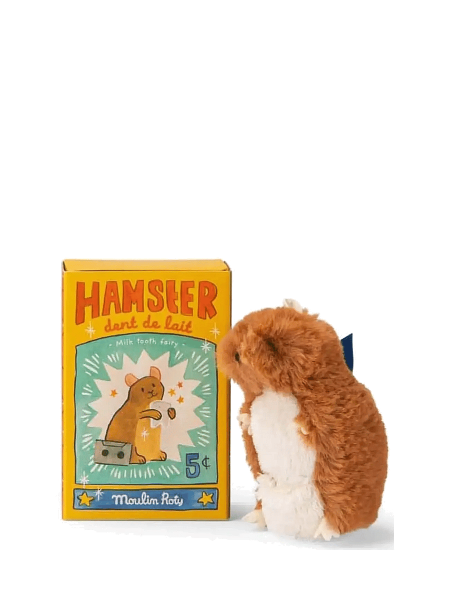Moulin Roty - Tooth Fairy - Hamster with Milk Tooth Pocket - Puce & Pilou - tøjdyr - brown - 0