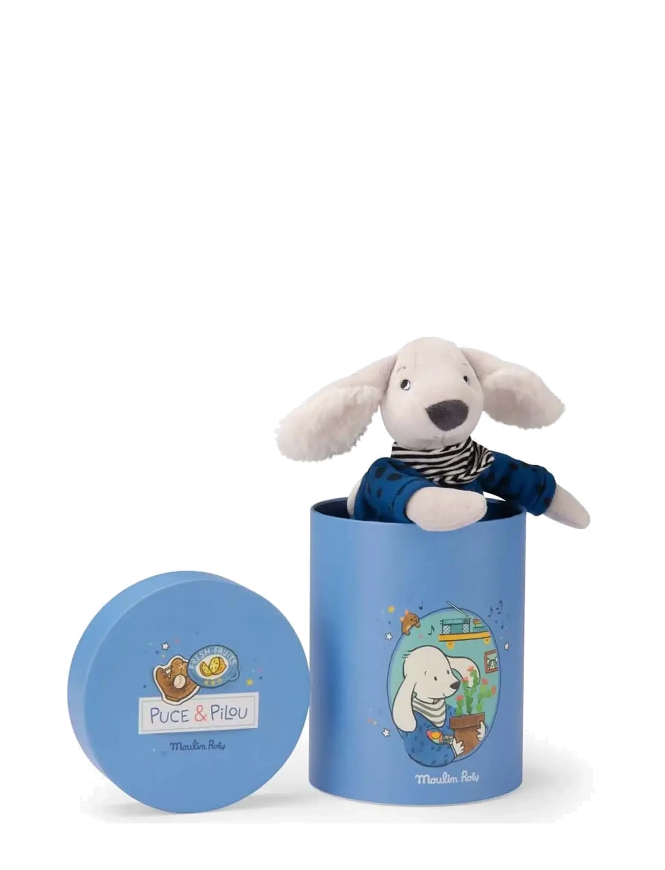 Moulin Roty Pilou The Dog 30 cm - Puce & Pilou, One Size, Blue, Soft Legetøj > Stuffed Animals, Børn