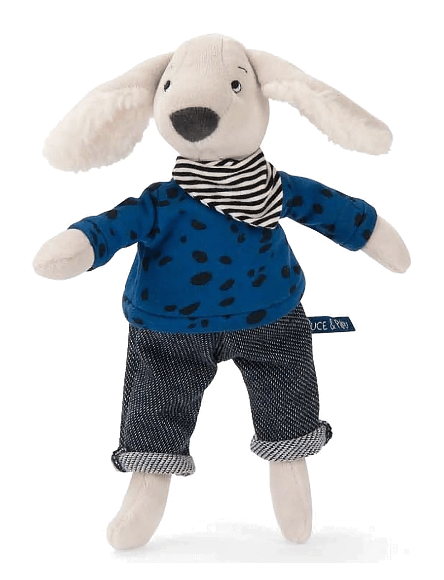 Moulin Roty - Pilou the Dog 30 cm - Puce & Pilou - tøjdyr - blue - 1