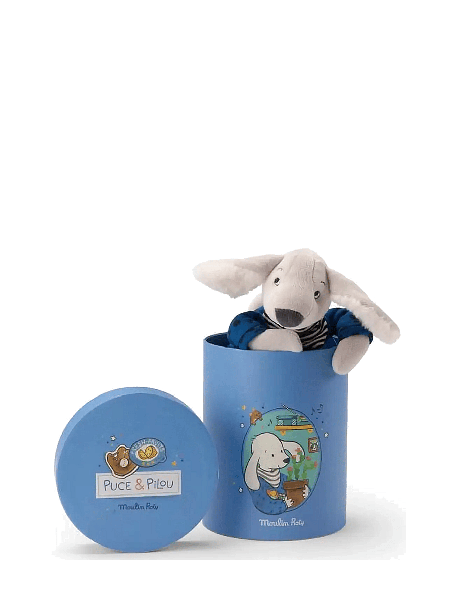 Moulin Roty - Pilou the Dog 30 cm - Puce & Pilou - tøjdyr - blue - 3