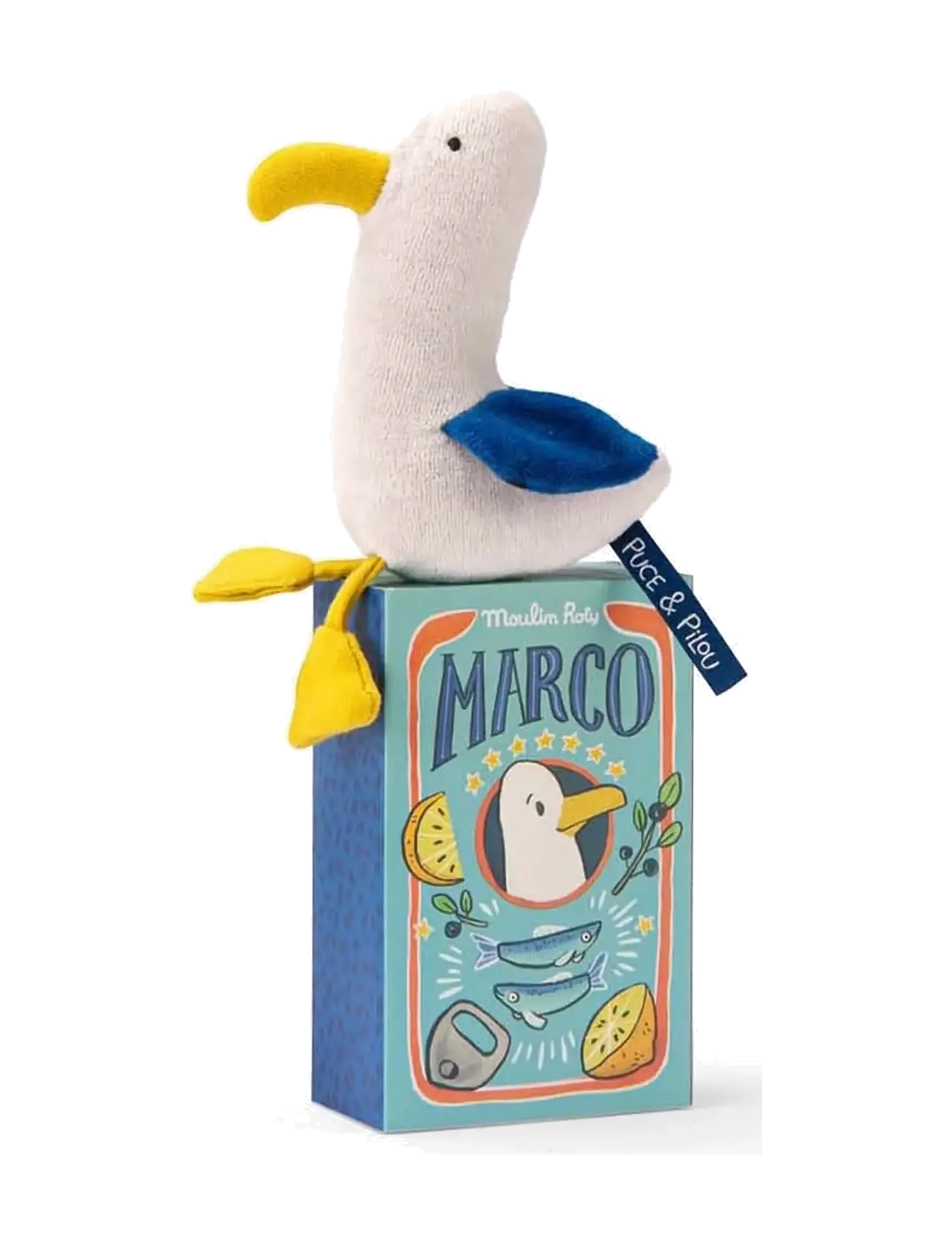 Moulin Roty Rattle - Marco the Seagull 18 cm - Puce & Pilou - Rangler - WHITE / white