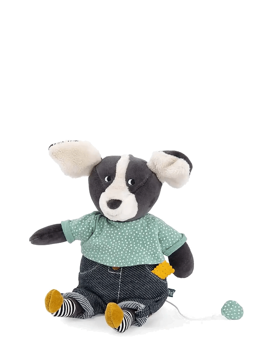 Moulin Roty - Musical Plush - Puce the Dog 27 cm - Puce & Pilou - musikalske plysdyr - multi - 0