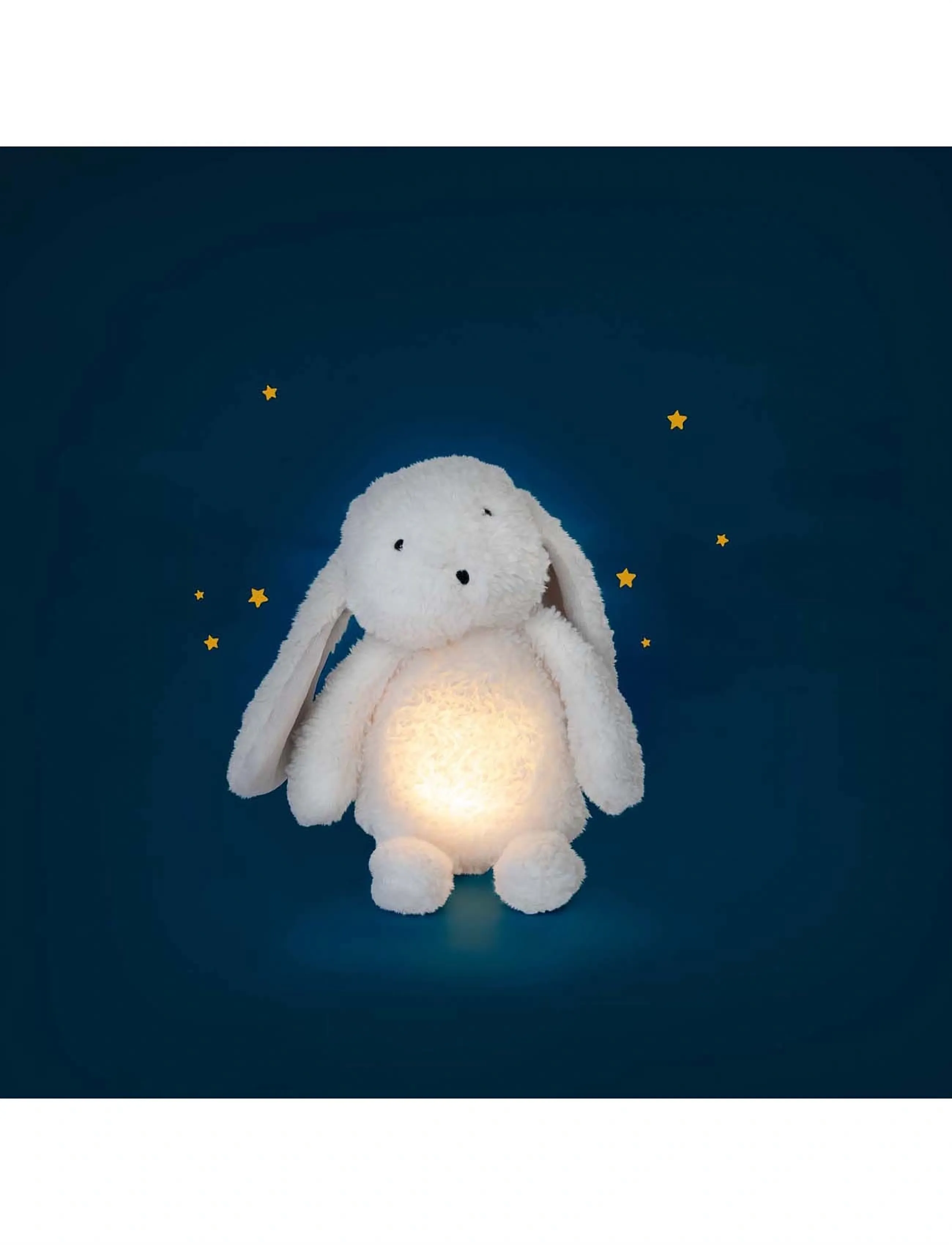 Moulin Roty Plush Animal - Light-Up Rabbit - Puce & Pilou, One Size, White, Soft Legetøj > Stuffed Animals, Børn