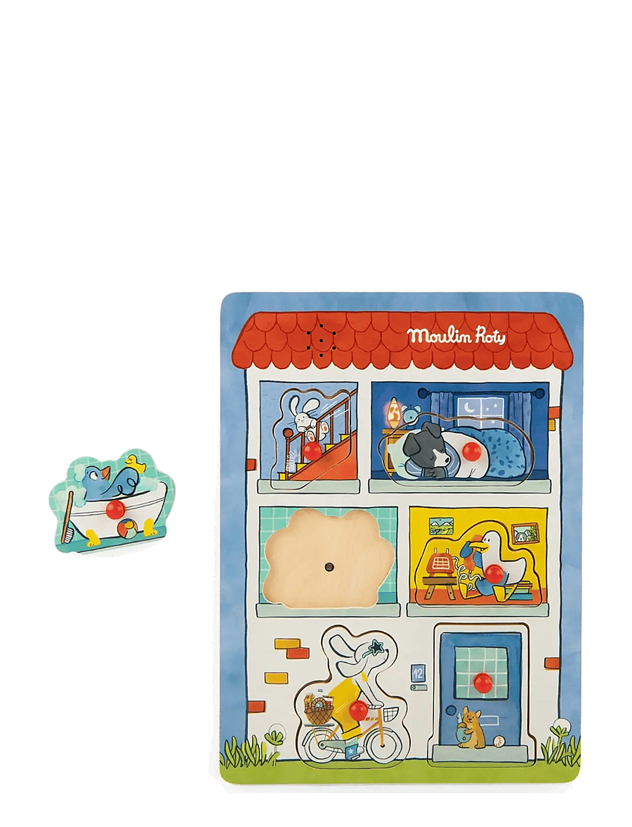 Moulin Roty - Peg Puzzle with Sound 6 pcs - Puce & Pilou - knoppussel - multi - 1