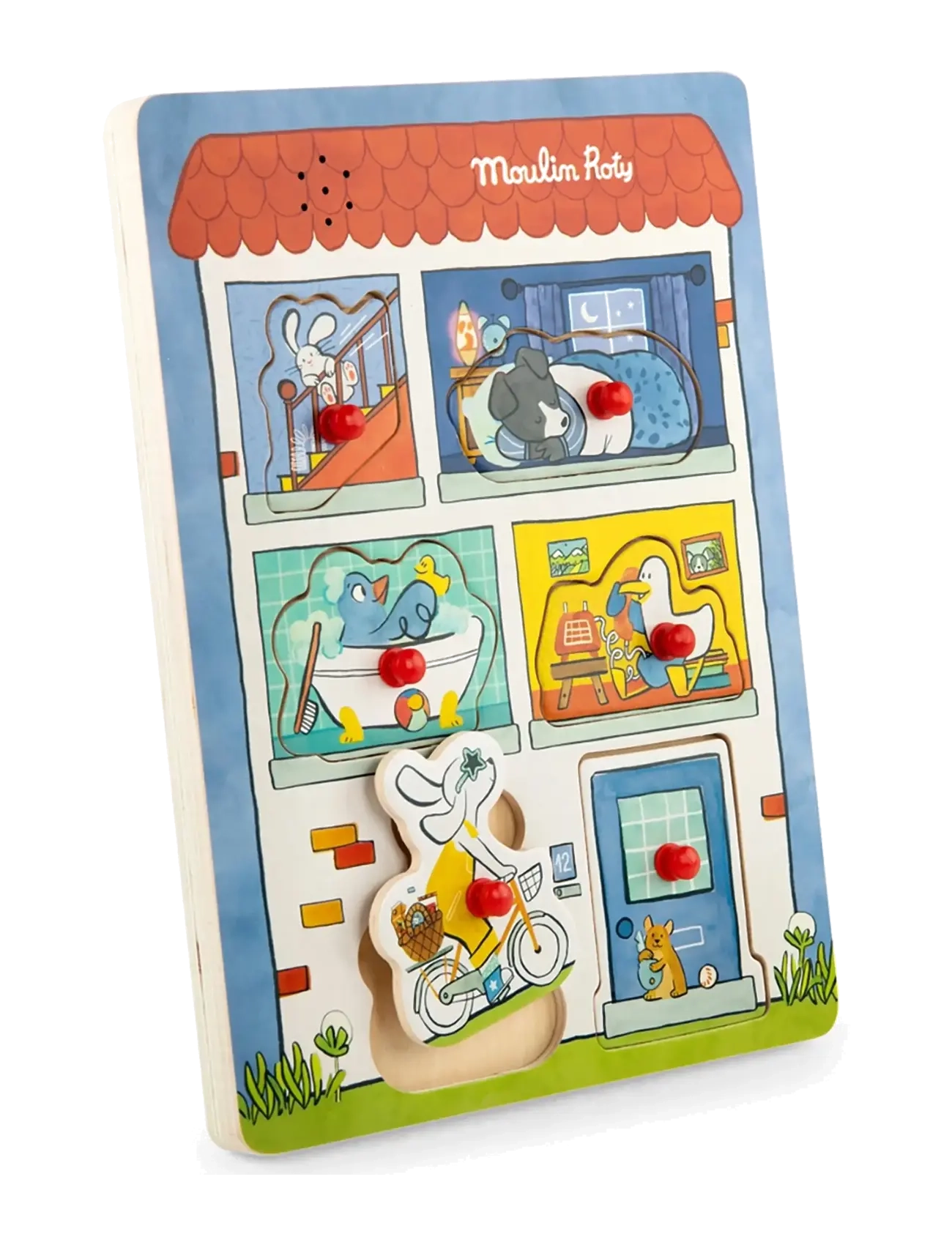 Moulin Roty - Peg Puzzle with Sound 6 pcs - Puce & Pilou - knoppuslespil - multi - 2