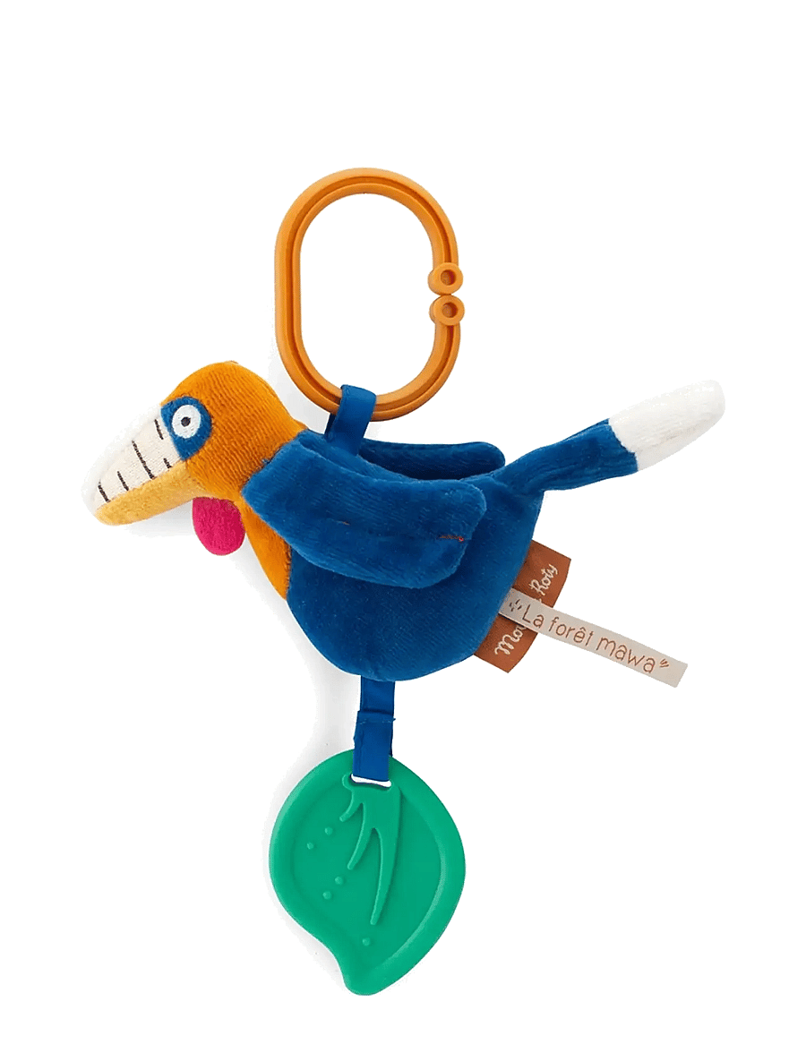 Moulin Roty - Hanging Activity Plush - Litchi the Hornbill - La forêt Mawa - musikalske plysdyr - blue - 1