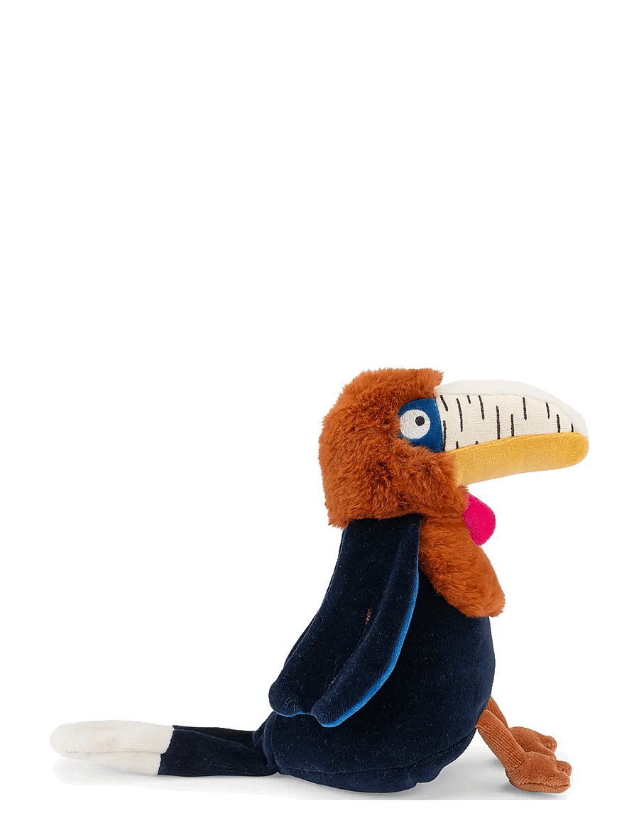 Moulin Roty - Musical Plush - Litchi the Hornbill 25 cm - La forêt Mawa - musikalske plysdyr - orange - 0