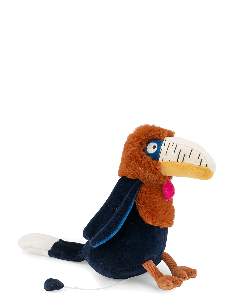 Moulin Roty - Musical Plush - Litchi the Hornbill 25 cm - La forêt Mawa - musikalske plysdyr - orange - 1