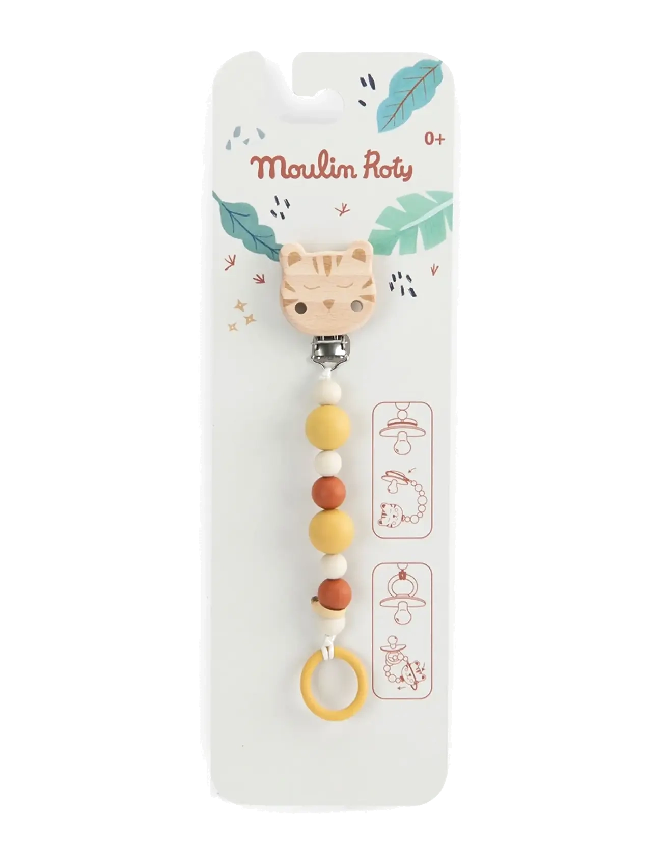 Moulin Roty Soother Holder Baboo The Tiger La Forêt Mawa, Børn, Teething Legetøj, Multi/mønstret, Str: ONE SIZE