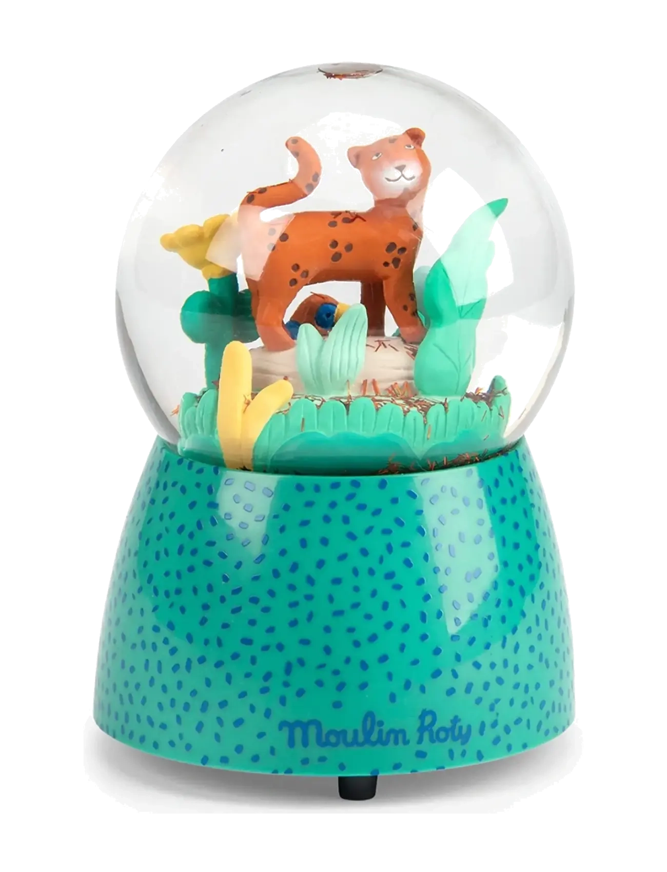 Moulin Roty Musical Snow Globe - Taigo the Leopard - La forêt Mawa - Back to school - GREEN / green