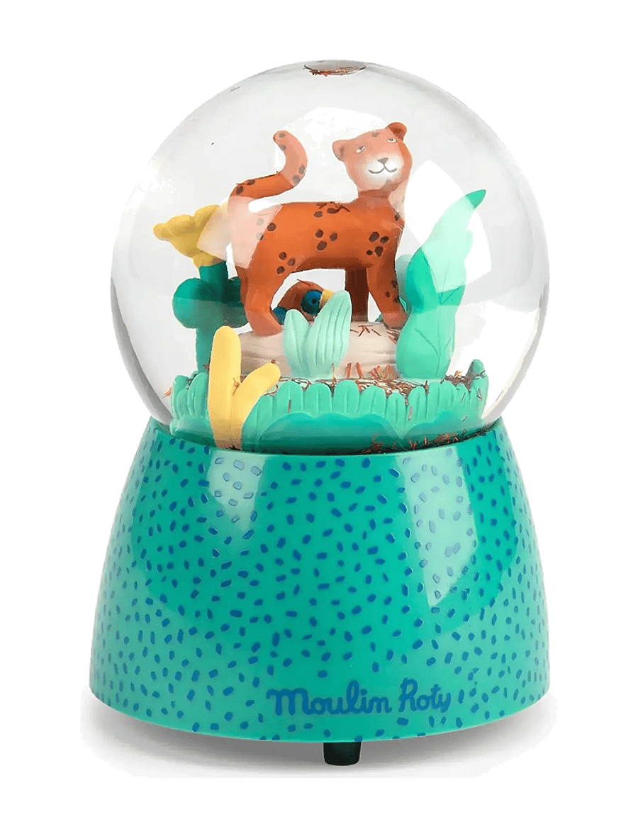 Moulin Roty - Musical Snow Globe - Taigo the Leopard - La forêt Mawa - dekorationsdetaljer - green - 1