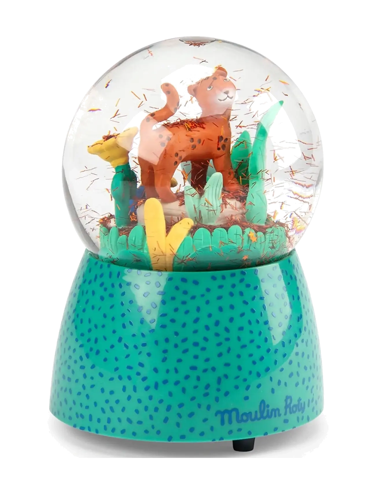 Moulin Roty - Musical Snow Globe - Taigo the Leopard - La forêt Mawa - dekorationsdetaljer - green - 2