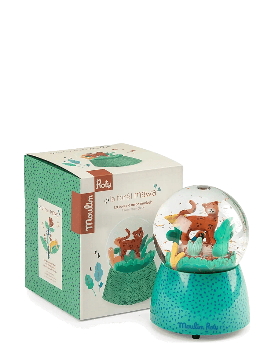 Moulin Roty - Musical Snow Globe - Taigo the Leopard - La forêt Mawa - dekorationsdetaljer - green - 3