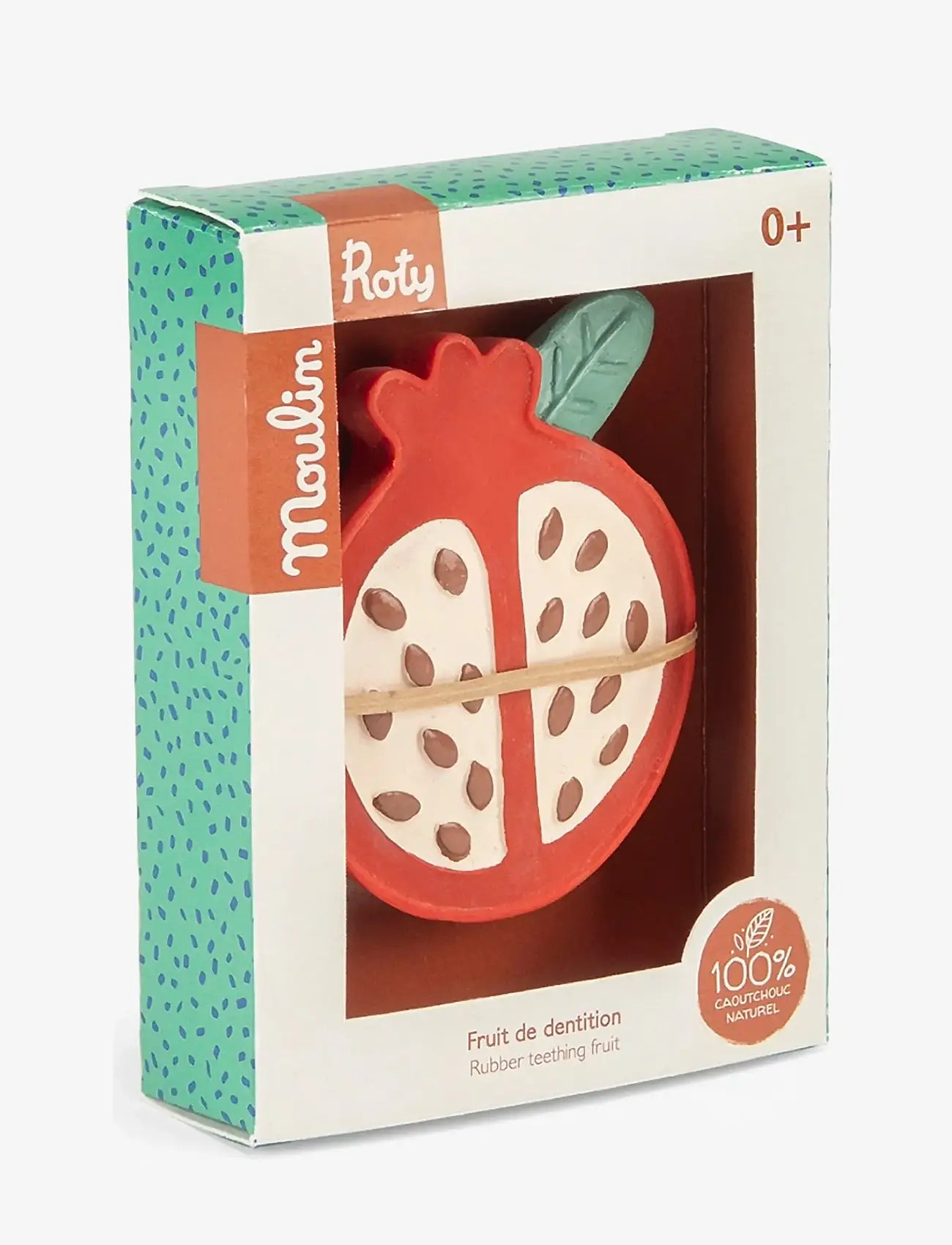 Moulin Roty - Teether - Rubber Pomegranate - La forêt Mawa - bidelegetøj - red - 0