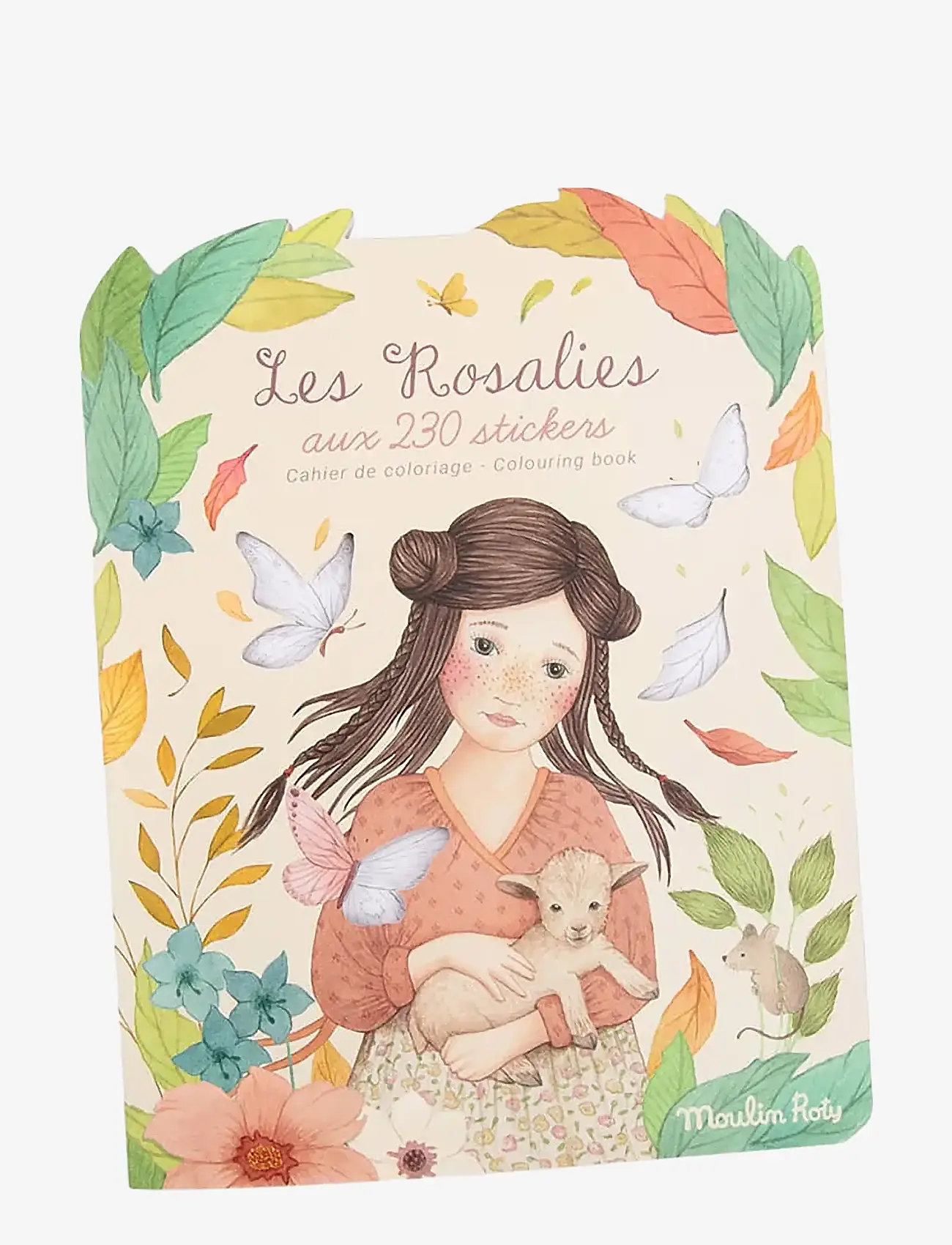 Moulin Roty - Colouring Book with Stickers - Les Rosalies - male- & kreabøger - rose - 0