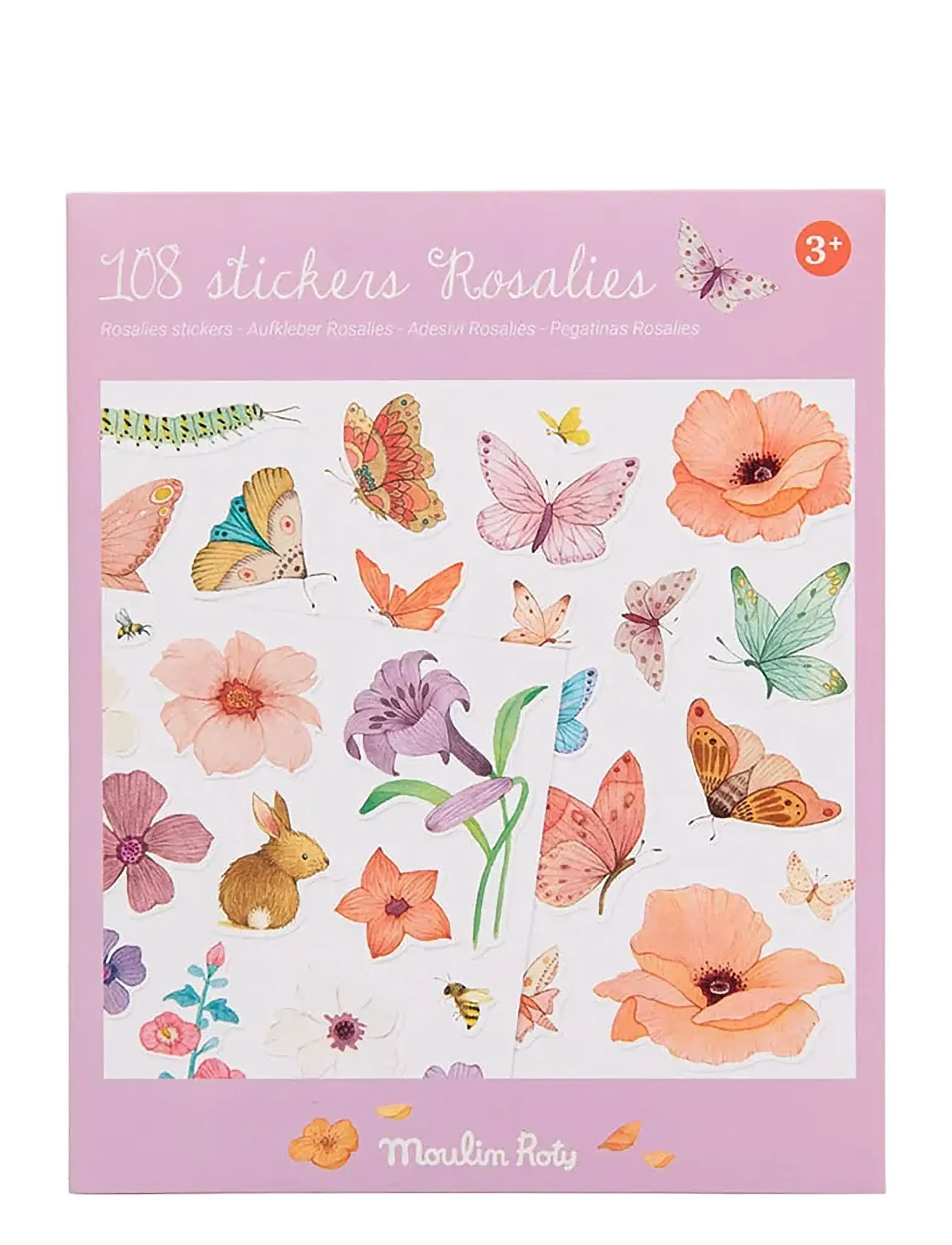 Moulin Roty - 108 Stickers - Les Rosalies - klistermärken - pink - 0