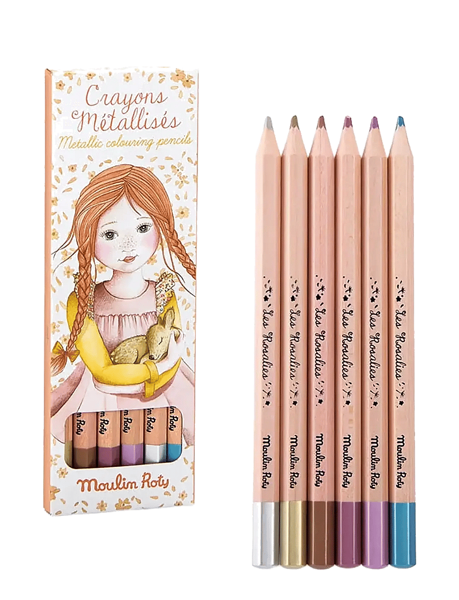 Moulin Roty - Colouring Pencils 6 pcs - Metallic - Les Rosalies - pennor - multi - 0