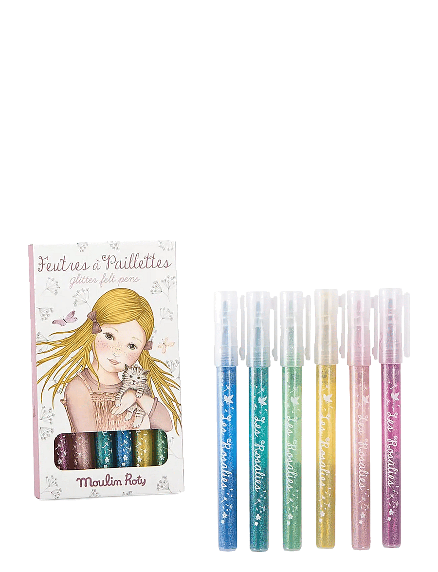 Moulin Roty - Felt Pens 6 pcs - Glitter - Les Rosalies - pennor - multi - 0
