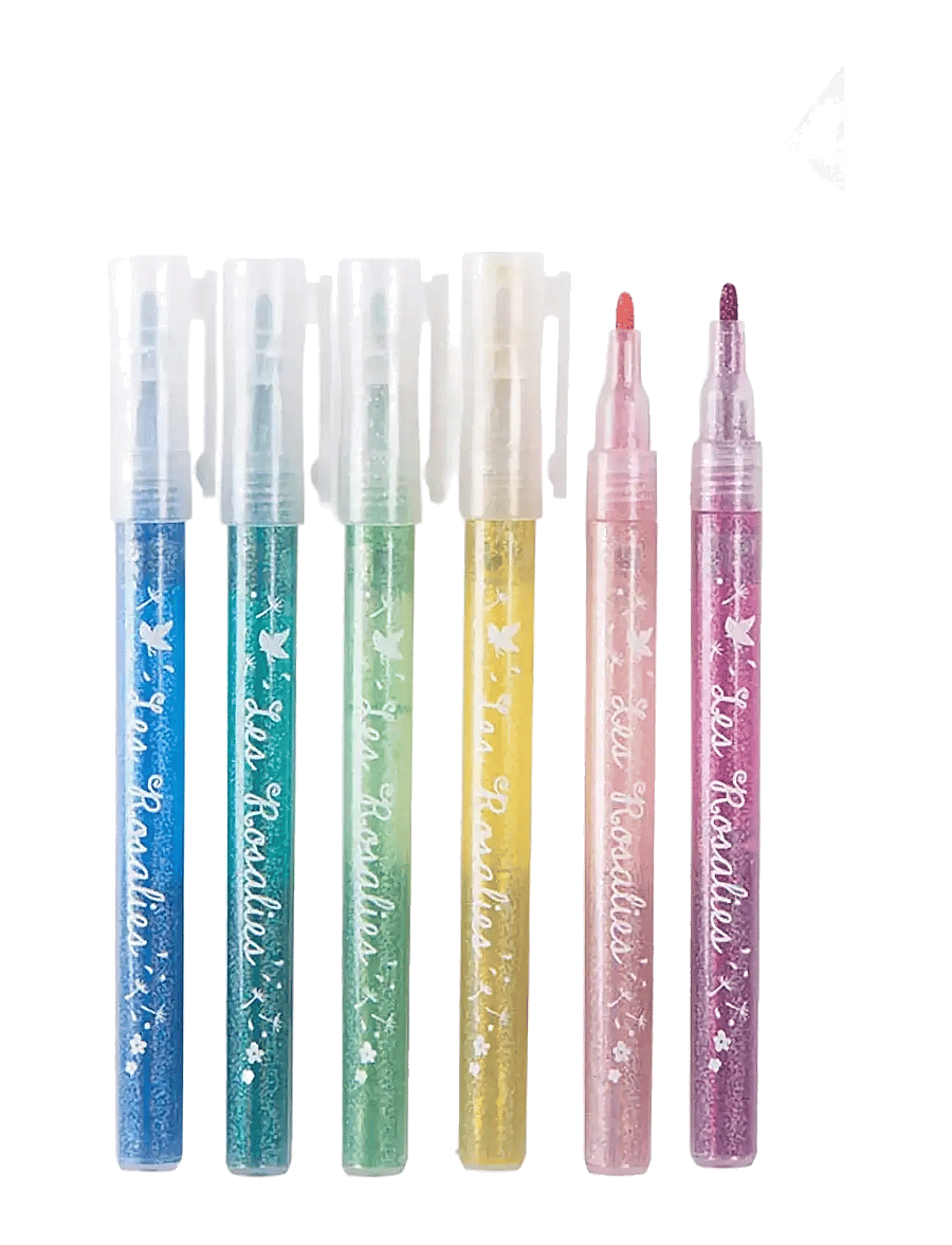 Moulin Roty - Felt Pens 6 pcs - Glitter - Les Rosalies - pennor - multi - 1