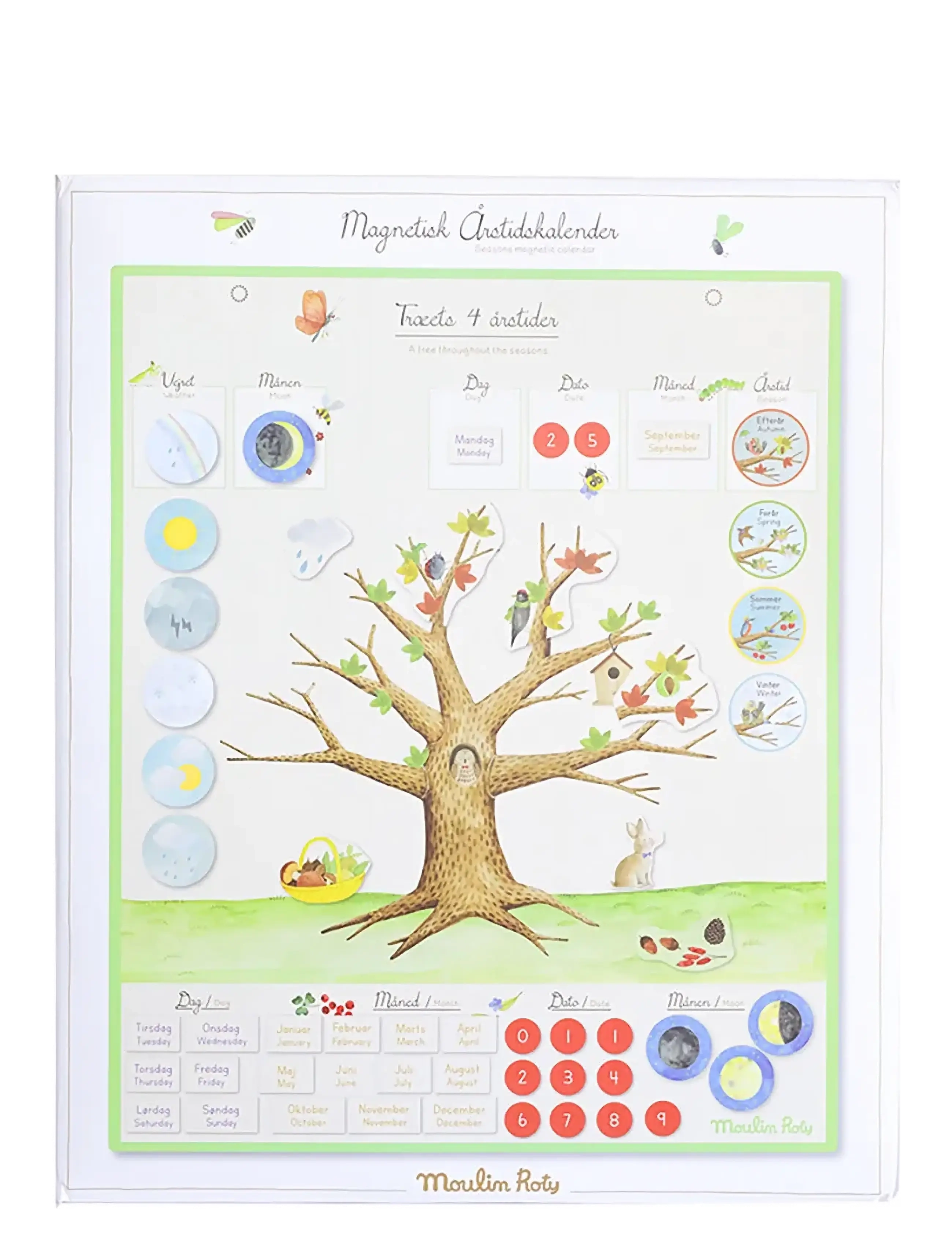 Moulin Roty Magnetic Calendar - Seasons In DANISH - Leksaker - WHITE / multi