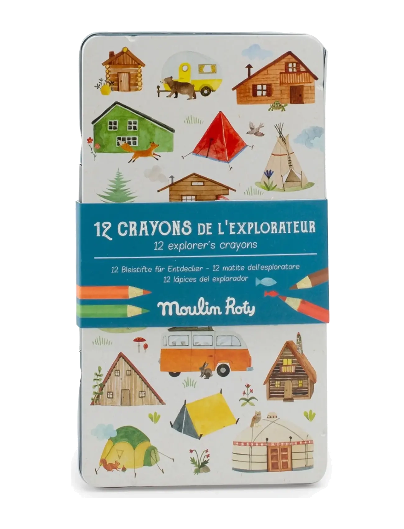 Moulin Roty Colouring Pencils 12 Pcs - L'explorateur, One Size, Multi/patterned, Drawing > Pencils, Børn