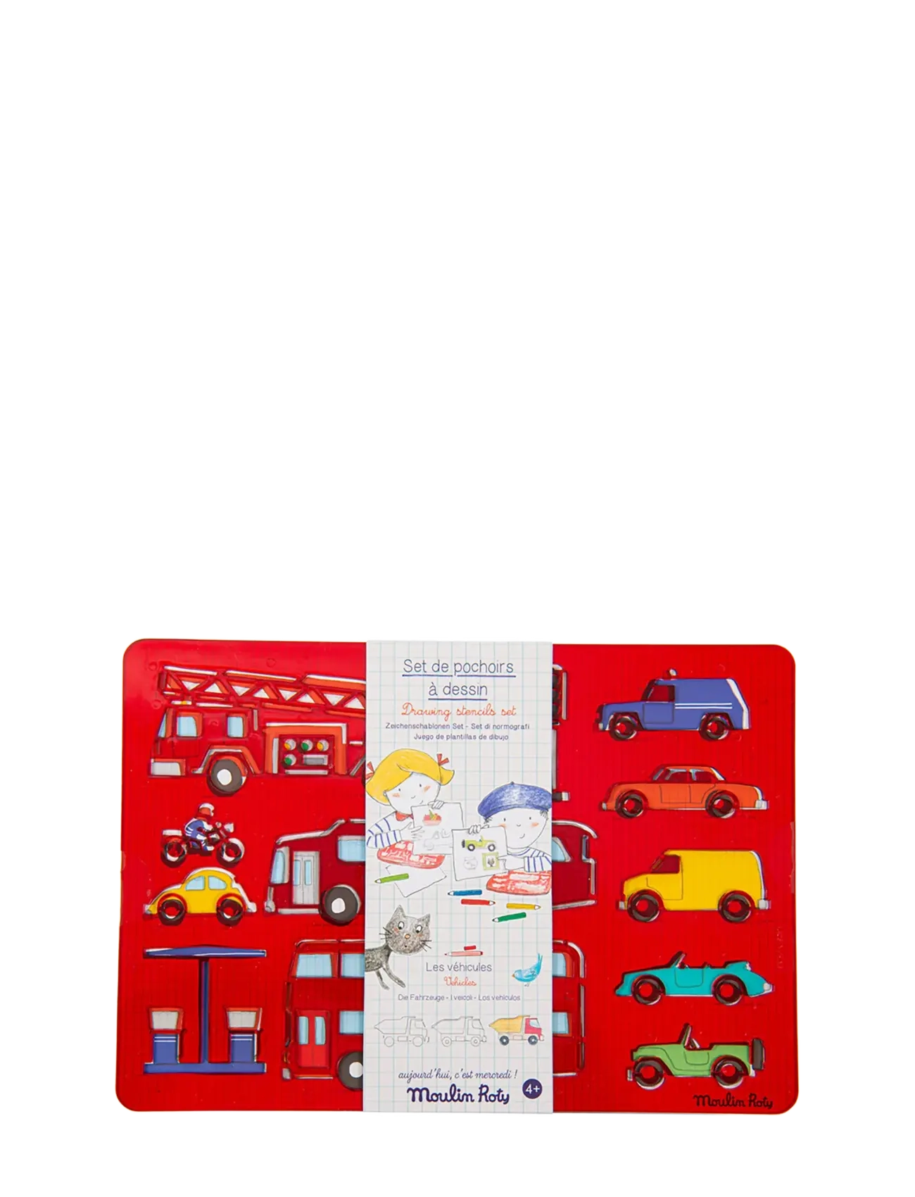 Moulin Roty Stencils Set Vehicles, Børn, Stationery, Multi/mønstret, Str: ONE SIZE